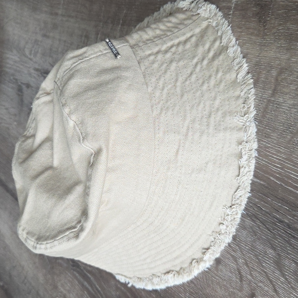 NEW! SUN50 Frayed Edge Denim Bucket Hat Sand Khaki Chino IVORY